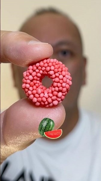 👂ASMR COSMIC SOUR GUMMY RING CANDY WATERMELON FLAVOR EATING SOUNDS👂#shorts #asmr