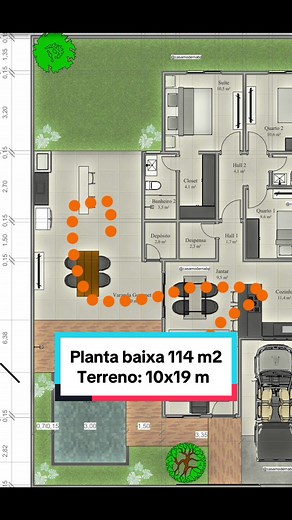 Planta baixa incrível: casa moderna de 10x19 metros