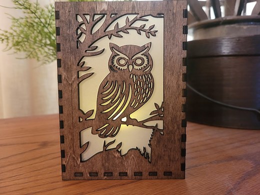 Owl Tea Light Lantern: Personalized Laser Cut Wood With Cozy Glow - Etsy