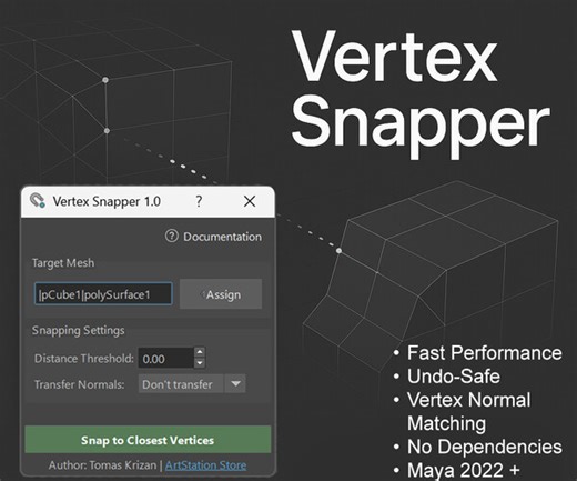 ArtStation - Vertex Snapper - 'Fast-Performance tool for vertex snapping with normals transfer for Autodesk Maya' | Resources