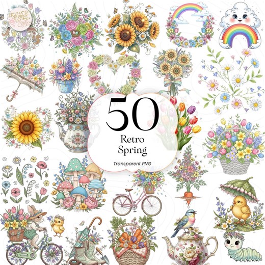 Retro Spring PNG Clipart, Groovy Floral Coquette Bow Sublimation, Vintage 70s Easter Flowers, Digital Download T-shirt Design, RSP01 - Etsy