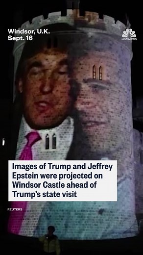8.5M views · 312K reactions | Police in the U.K. arrested four people after photos of President Donald Trump and convicted sex offender Jeffrey Epstein were projected onto Windsor Castle Tuesday night. | NBC News | Facebook