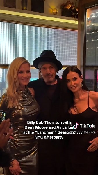 a BBT sandwich 🥪 #billybobthornton with #alilarter and #demimoore at the @Landman Season 2 premiere party (and on Demi’s birthday, no less!) 🛢️ #landman #paramountplus