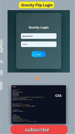 Futuristic Gravity Login Animation 👨‍💻 #html #css #javascript #frontend #coding #shorts