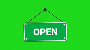 Download Animation open sign on green screen ideal for small businesses, cafes, stores, and restaurants welcoming patrons. Welcoming concept for storefront for free