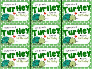 Cute Turtle Birthday Gift Tag- Hope you have a Turtley awesome birthday!