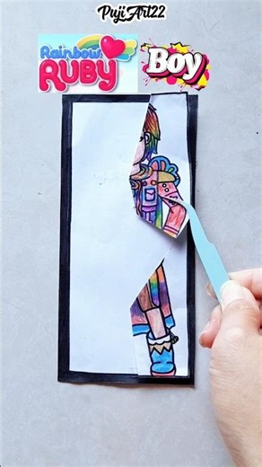 Paper Puzzle Rainbow Ruby Boy Version🌈#shorts #pujiart22 #art #drawing