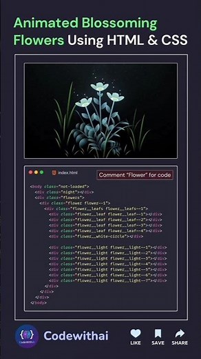 Stunning Animated Blossoming Flowers | HTML/CSS!🌷💻#coding#shorts#viral#animation#css#html#ai#flowers