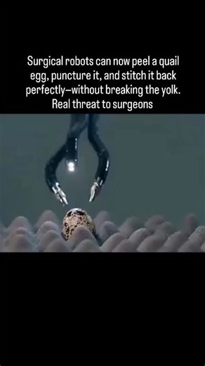 RaptorFx on Instagram: "Modern surgical robots (like the Toumai from China or da Vinci systems) have reached mind-blowing levels of precision. In impressive demo videos, these robots gently peel the shell of a raw quail egg, carefully open the membrane, perform delicate "internal work," and then neatly suture everything back together — all without ever damaging the fragile yolk or causing a single spill! This isn't magic or full AI autonomy — it's usually a highly skilled surgeon controlling the