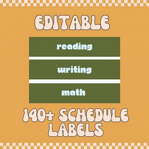 Editable Visual Schedule Labels for Upper Elementary – Bold Retro Font