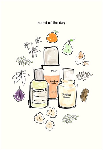 today’s fragrance layering combination 🍊🍃☁️ musky and woody with a hint of green will always be my favourite i used: missing person body oil by @Phlur Fragrances angel dust by @FUGAZZI Fragrances thé matcha 26 by @LE LABO Fragrances #perfumetok #fragrance #perfumecollection #scentoftheday #digitalillustration