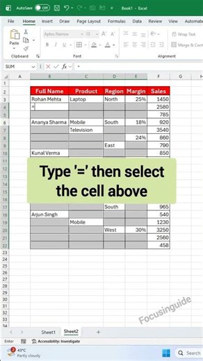 Auto Fill Blank Cells in Excel in Seconds ⚡ | Easy Excel Trick #focusinguide