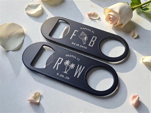 Beach Wedding Favor Bottle Opener Keychain, Engraved Mini Keyring Bar Key Speed Popper Gift - Etsy