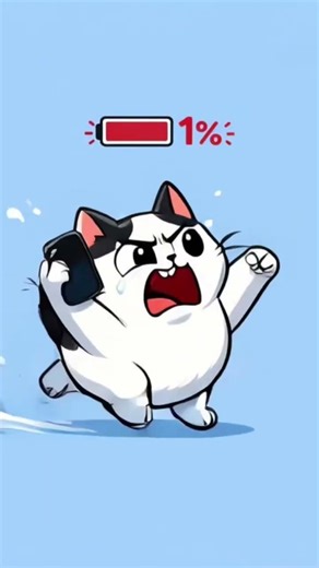 Chubby white cat with black spots #Telephone #Charging #Runs back and forth