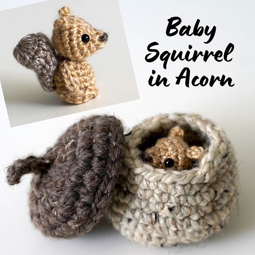 Sweet Softies: Baby Squirrel in Acorn · Free Amigurumi Crochet Pattern