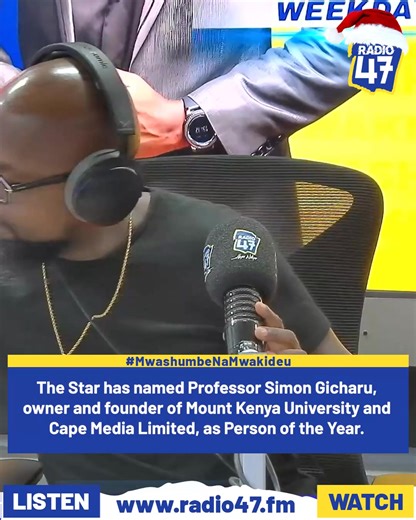 We are very proud of our Chairman, Prof. Simon N. Gicharu. 🥳✌️ He started as a DJ in high school and is now the founder and owner of Cape Media Limited and Mount Kenya University. Watch us live: www.radio47.fm Join WhatsApp channel: https://rb.gy/iwp64y #HapaNdipo #MwashumbeNaMwakideu | Radio 47