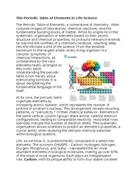 Periodic Table Worksheet for Sub-Plan or Classwork & Homework 100% Editable