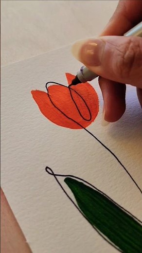 Continuous line drawing | flower painting | art | #shorts