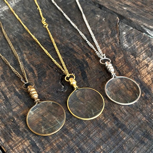 Monocle Magnifying Glass Necklace, Antique Brass Magnifying Glass Pendant, Nautical Pocket Style Necklace - Etsy