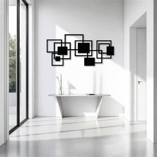 Minimal Geometric Metal Wall Decor – Abstract Modern Art for Living Room or Bedroom - Etsy