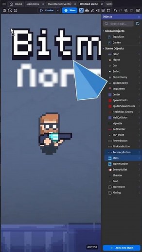 Game Engine Tip - Bitmap Text Object - #gamedev #gdevelop #nocode #tutorial