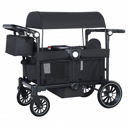 AILEEKISS Collapsible Wagon Stroller for 2 Toddlers with Adjustable Canopy, 44 Pounds, Black - Walmart.com