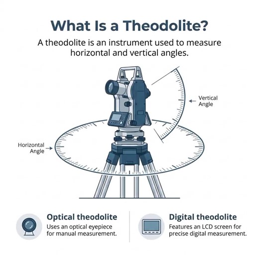 𝗧𝗵𝗲𝗼𝗱𝗼𝗹𝗶𝘁𝗲 𝗘𝘅𝗽𝗹𝗮𝗶𝗻𝗲𝗱 𝗛𝗼𝘄 𝗮 𝗧𝗵𝗲𝗼𝗱𝗼𝗹𝗶𝘁𝗲 𝗪𝗼𝗿𝗸𝘀 𝗔𝗻𝗴𝗹𝗲 𝗠𝗲𝗮𝘀𝘂𝗿𝗲𝗺𝗲𝗻𝘁 𝗶𝗻 𝗦𝘂𝗿𝘃𝗲𝘆𝗶𝗻𝗴 Electronic vs Optical Theodolite Horizontal & Vertical Angles Guide Classic Survey Instrument Precision Angle Measurement Theodolite for Beginners Survey Angle Calculation Made Easy Field Instrument Basics #Theodolite #fyp #CivilEngineering #ConstructionSurvey #FieldInstruments 𝐍𝐞𝐱𝐭 : 𝐀𝐮𝐭𝐨 𝐋𝐞𝐯𝐞𝐥 𝐯𝐬 𝐃𝐢𝐠𝐢𝐭𝐚𝐥 𝐋𝐞𝐯𝐞𝐥 — 𝐊𝐞𝐲 𝐃𝐢𝐟𝐟𝐞