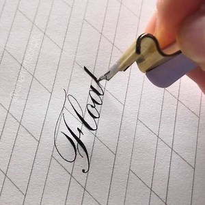 I receive a lot of comments that describe this raised ink effect as ‘floating’ ink. It happens when your light source is a little too low, and hence casting a prominent shadow of the wet ink 💦 . Nib: Zebra G Ink: Sumi . #floating #calligraphyvideo #charlartscript #learncalligraphy #asmr | CS Calligraphy Studio