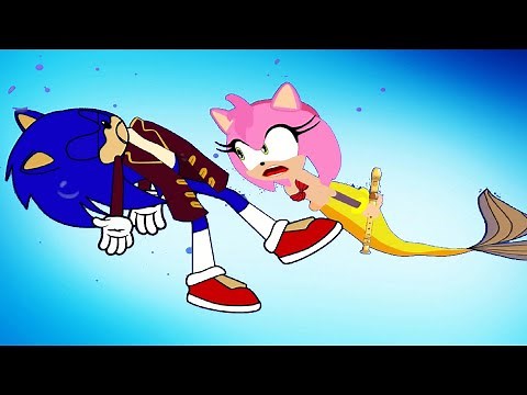 mermaid Amy and Sonic Story - Sonic fell into the sea was saved by Amy Sonic Cartoon - Kim Jenny 100