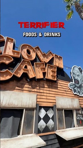 Terrifier The Clown Cafe food and drinks at halloween horror nights! #halloweenhorrornights