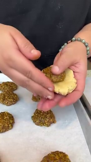 49K views · 155 reactions | These baklava cookies combine a snickerdoodle-like exterior with a hidden filling of honey-sweetened, gently spiced pistachios for the ideal riff. | Bon Appétit Magazine | Facebook