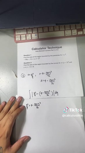 AREA BETWEEN CURVES (Part 2 of 2) #calculusbhie #calculusb #fyp #foryou #calculatortechniques #caltech #karce #areabetweentwocurves