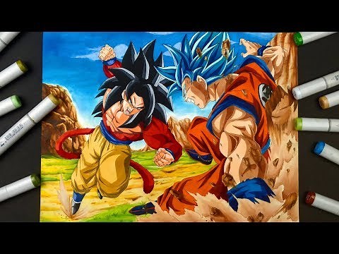 Drawing GOKU SSJ 4 VS GOKU SSJ BLUE | EPIC FIGHT