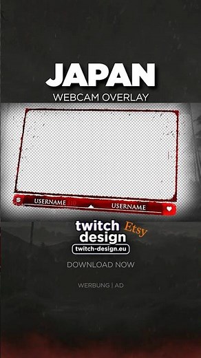 Animated red Japan Webcam Overlay for Twitch Streamers #shorts #japan #twitch #streamer #gaming