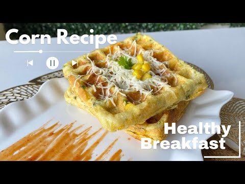 How to make Cheese Corn Waffles in 10 Minutes | Healthy Savoury Waffles Recipe for Breakfast