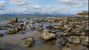 Rocky coastline No 7, looking towards the Llyn Peninsula from near Morfa Dyffryn, Wales, UK, Static Camera, 20 Second version