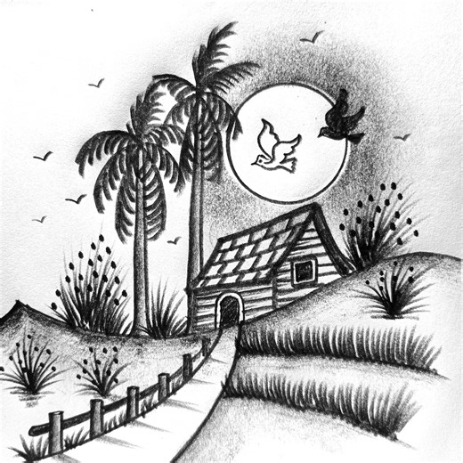 Simple cottage #cottegeart #housedraw #sketchwork | Md. Takbir Hossain