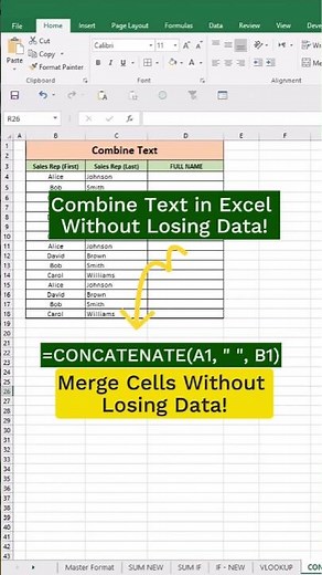 Merge Text Safely in Excel Without Losing Anything #shorts #dataanalysis #excel #exceltips