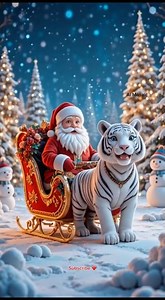 Santa Riding a Tiger Sleigh! 🐅🎅 Magical Christmas Animation”