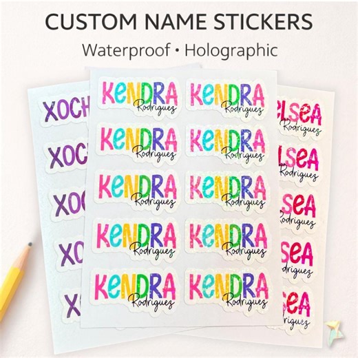 Personalized Name Stickers | Waterproof Holographic Kids Labels | Custom School Labels for Bottles Lunch Boxes Daycare Labels - Etsy