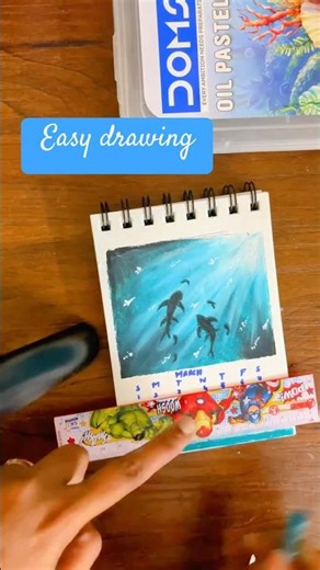 Easy shark drawing using oil pastels for beginners #viralshorts #shortsfeed #calendar