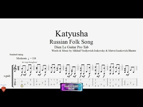 Russian Folk Song 'Katyusha' with Guitar Tutorial FREE TABs