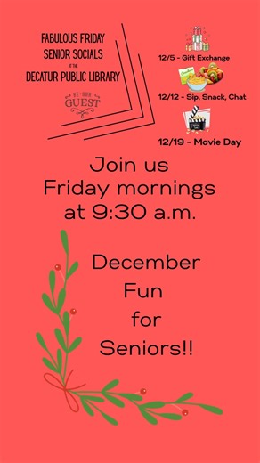 This morning at 9:30. Free and fun for all seniors. | Decatur Public Library (Decatur, Texas)