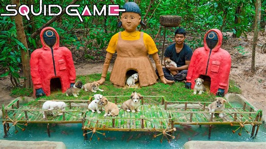 We Built a Squid Game-Themed Dog House and Floating Playground