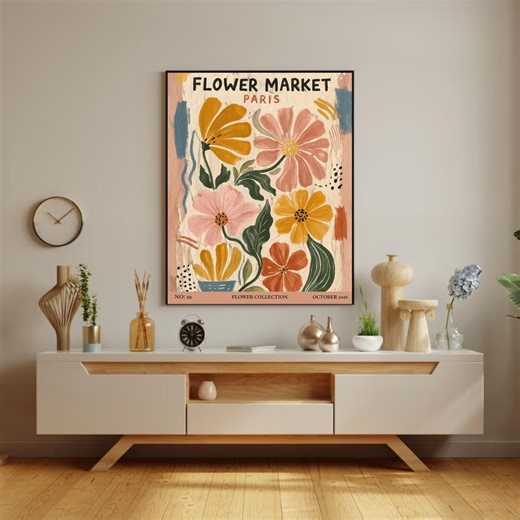 Paris Flower Market Matisse Wall Art - Digital Download Floral Poster - Elegant Home Decor Print - Etsy
