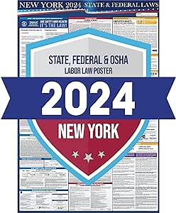 2026 New York State and Federal Labor Law Poster - English Version - OSHA Workplace Compliant - Mandatory Regulations Posting for Employees - All in One Required Compliance Posting 17" x 40" Laminated