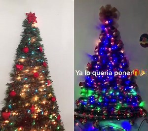 Christmas Tree Decorating Process with Tinsel and Lights