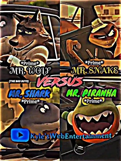 Mr. Wolf Vs Mr. Snake Vs Mr. Shark Vs Mr. Piranha #battle #edit #thebadguys #dreamworks