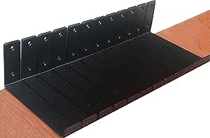 12 Pack - 7.25" L x 4" H x 1.5" W J Lip Shelf Brackets Rustic Farmhouse Iron Wall Floating Shelf Bracket Metal Shelf Bracket Industrial Shelf Supports with Screws Black