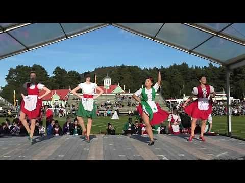 Competitors in the Irish Jig Scottish Highland Dance during the 2019 Braemar Gathering in Scotland